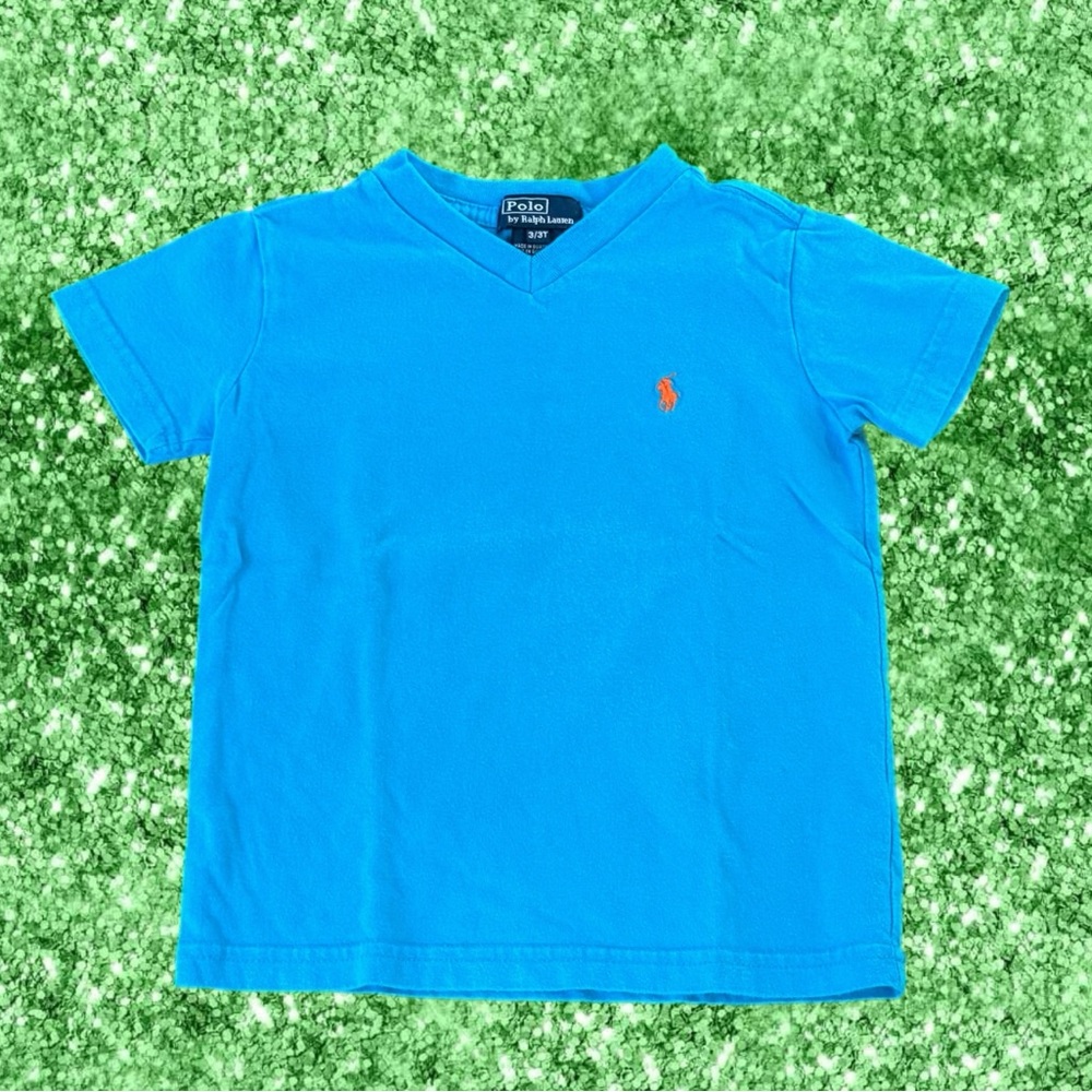Handsome Polo Ralph Lauren Blue V-Neck T-Shirt Kids Size 3 / 3T